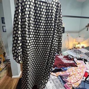 Marina Rinaldi Black and Cream Checkered Dress